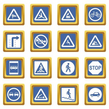 Yol işareti ayarla simgeleri mavi ayarla