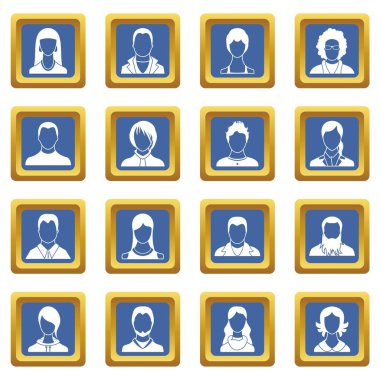 Avatar mavi ayarla Icons set