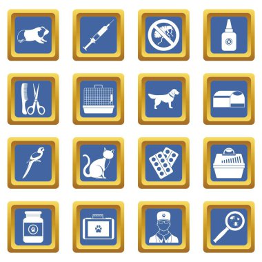 Hayvan hastalıklarıyla ilgili simgeleri mavi ayarla