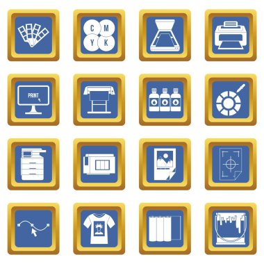 Mavi baskı Icons set