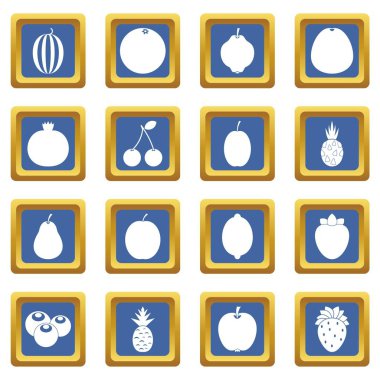 Mavi meyve Icons set