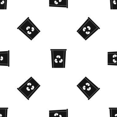 Geri dönüşüm sembolü desen sorunsuz siyah çöp kutusu
