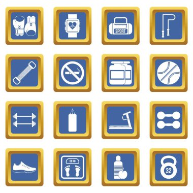 Spor salonu simgeleri mavi ayarla