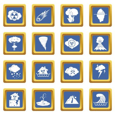 Doğal afet simgeleri mavi ayarla