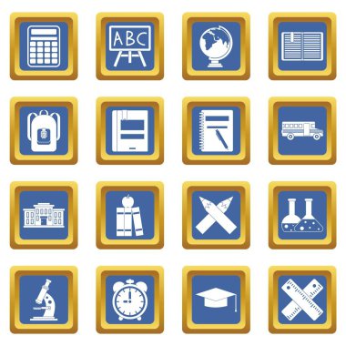 Okul simgeleri mavi ayarla