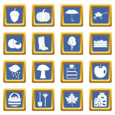 Sonbahar simgeleri mavi ayarla