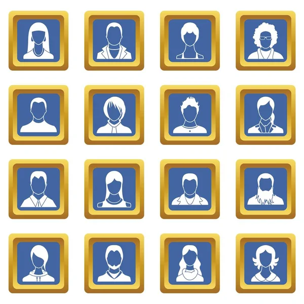 Set icone avatar set blu — Vettoriale Stock