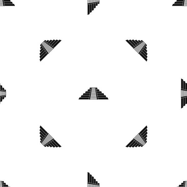 Ziggurat en patrón Chichen Itza negro sin costuras — Archivo Imágenes Vectoriales