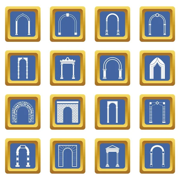 Arch set icons set blue — Stock Vector