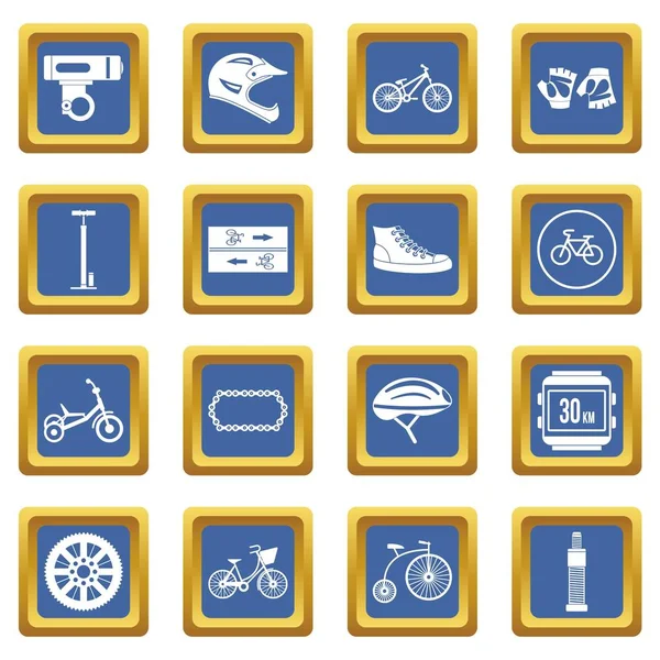 Iconos Ciclismo Establecidos Color Azul Ilustración Vectorial Aislado Para Web — Vector de stock