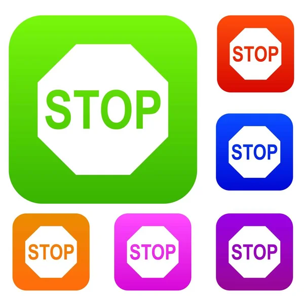 Stop sign set collection — Stock Vector