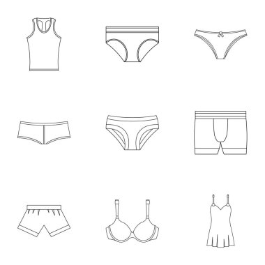 Kadın iç çamaşırı simge seti, anahat stili