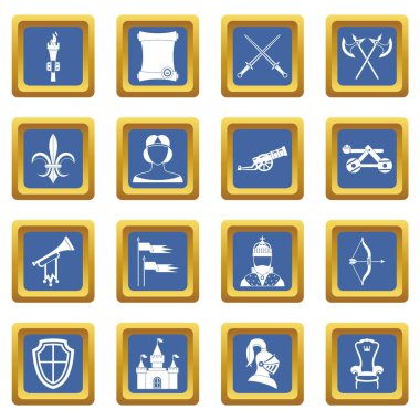 Şövalye Ortaçağ simgeleri mavi ayarla