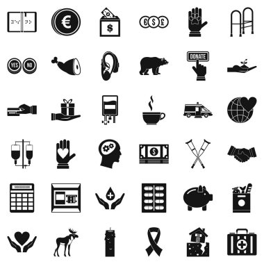 Bağış Icons set, basit tarzı