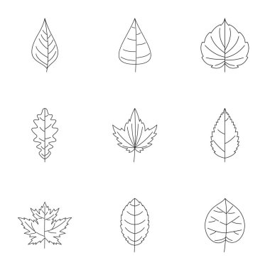 Siyah yaprak Icons set, anahat stili