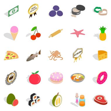 Restoran gıda Icons set, izometrik stili