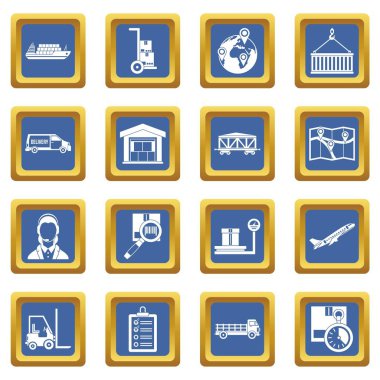 Lojistik simgeleri mavi ayarla