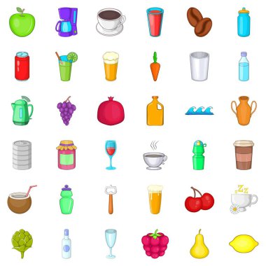 İçki Icons set, karikatür tarzı