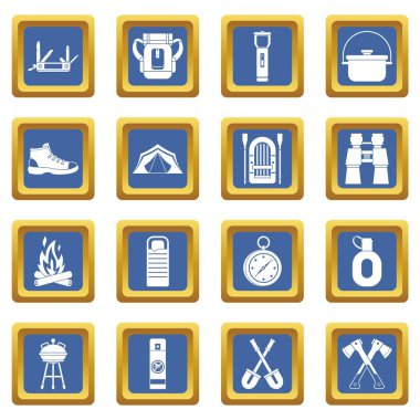 Mavi rekreasyon Turizm Icons set