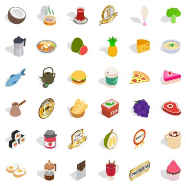 İçki Icons set, izometrik stili