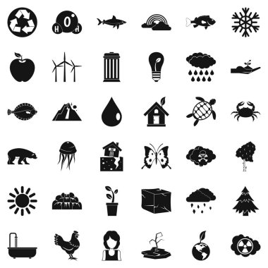 Planet earth Icons set, basit tarzı