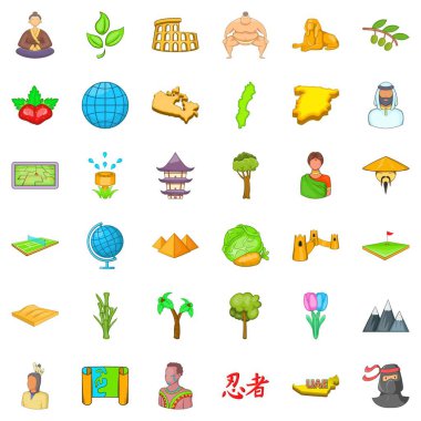 Dünya Icons set, karikatür tarzı