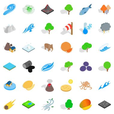 Dünya Icons set, izometrik tarzı