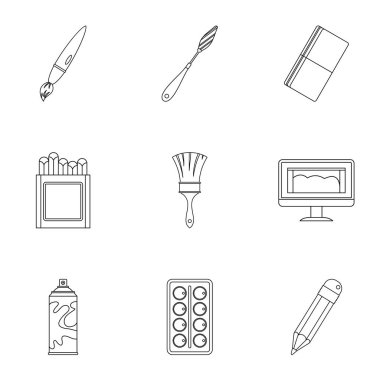 İleti örneği Icons set, anahat stili