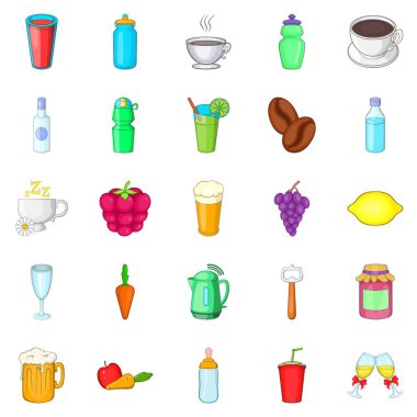 Sarhoşluk Icons set, karikatür tarzı