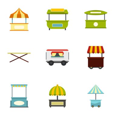 Sokak durak simge seti, düz stil