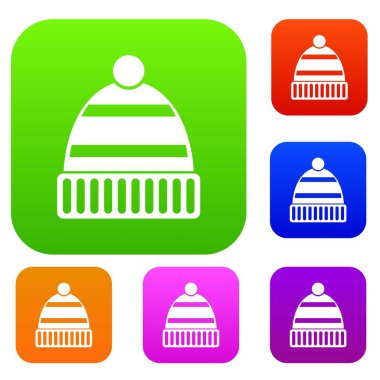 Şapka farklı renklerde izole vektör çizim içinde simge seti. Prim toplama