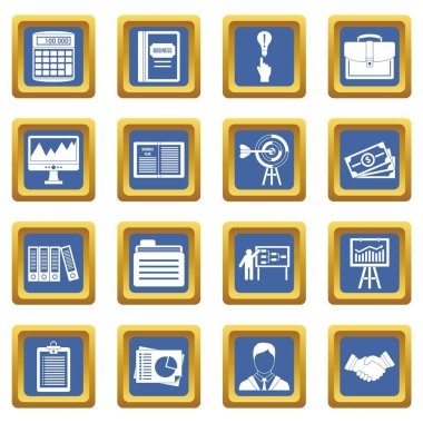 İş planı simgeleri mavi ayarla