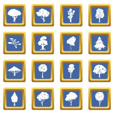 Ağaçlar simgeleri mavi ayarla