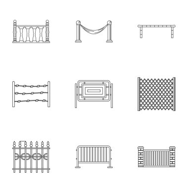 Kentsel çit Icons set, anahat stili