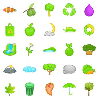 Çevre kirliliği Icons set, karikatür tarzı