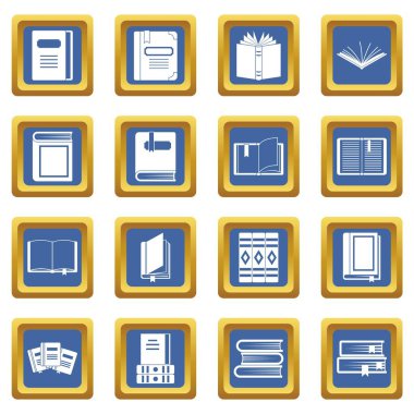 Kitap simgeleri mavi ayarla