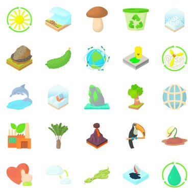 Saf doğa Icons set, karikatür tarzı