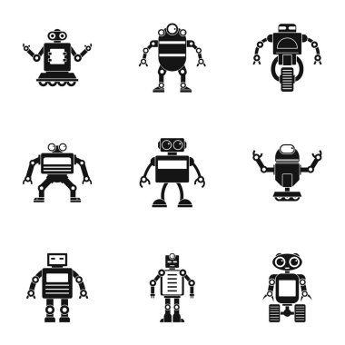 Teknoloji robot Icons set, basit tarzı