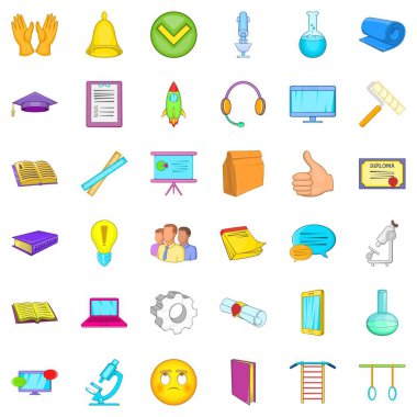 E-öğrenim Icons set, karikatür tarzı