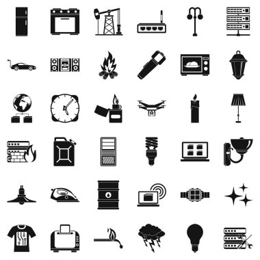 Elektrik Icons set, basit tarzı