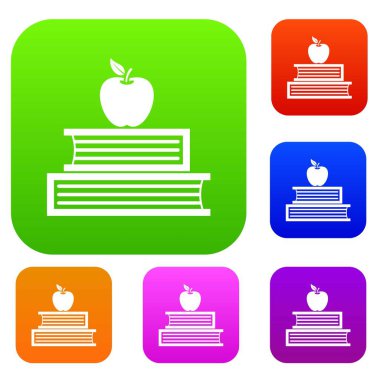 Kitap ve elma koleksiyonu ayarla