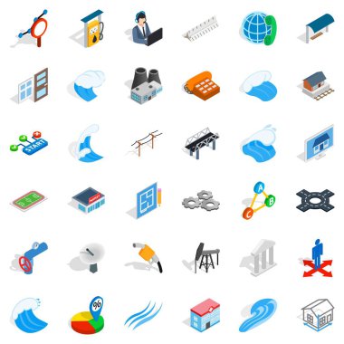 Elektrik Icons set, izometrik stili