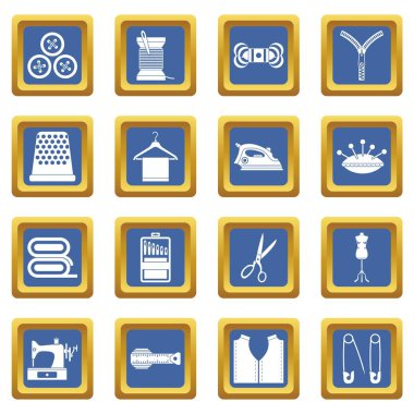 Simgeler dikiş mavi ayarla