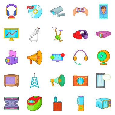 Teknik Icons set, karikatür tarzı