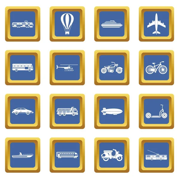 Conjunto de iconos de transporte azul — Vector de stock