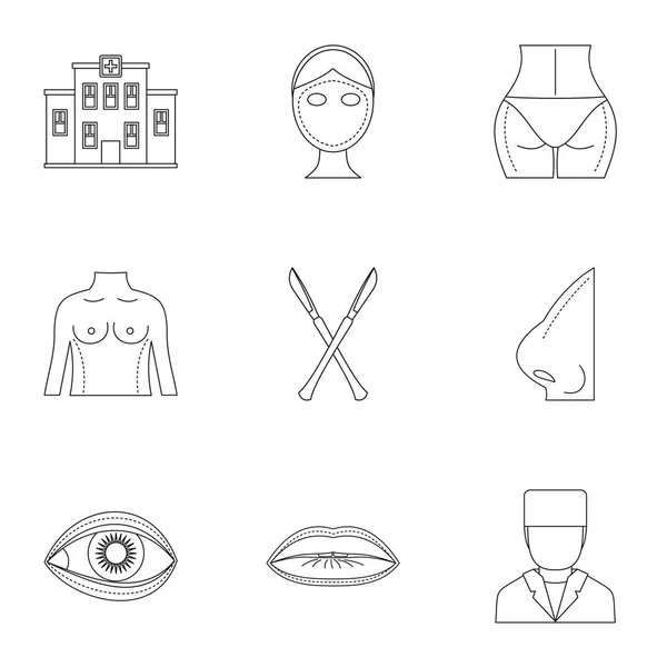 Ästhetische Chirurgie Icon Set, Umriss Stil — Stockvektor