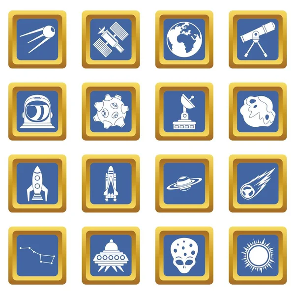 Conjunto de iconos de espacio azul — Vector de stock