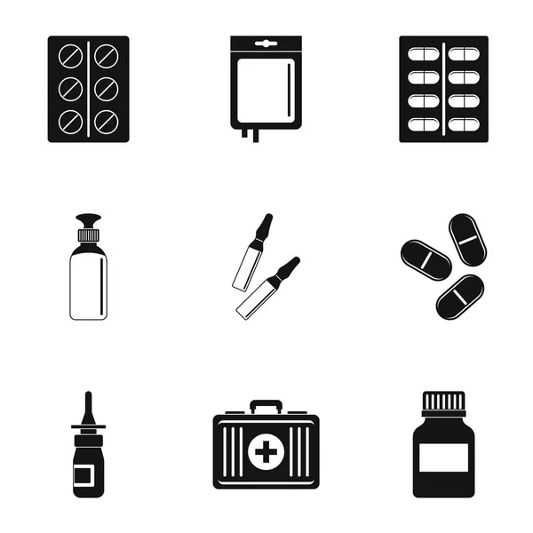 Conjunto de iconos de medicación, estilo simple — Archivo Imágenes Vectoriales