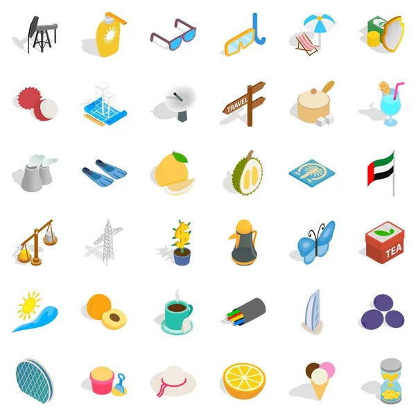 Conjunto de iconos de Emirates, estilo isométrico — Vector de stock