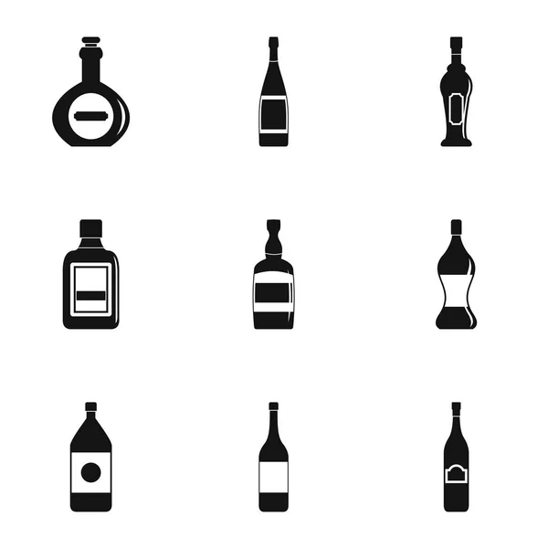 Tipos de conjunto de iconos de botella, estilo simple — Vector de stock